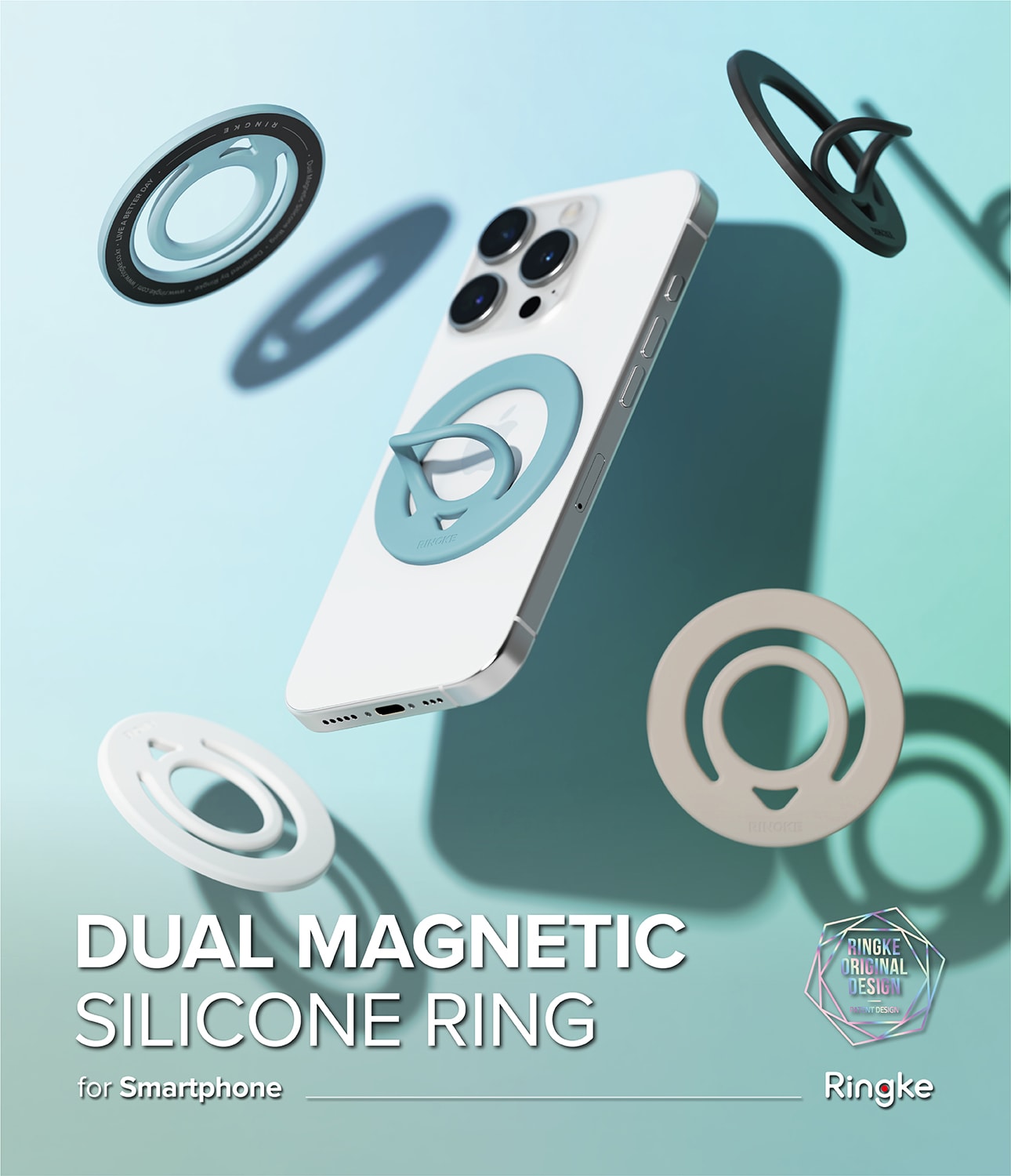 Dual magnetisk ring silikon, Warm Gray