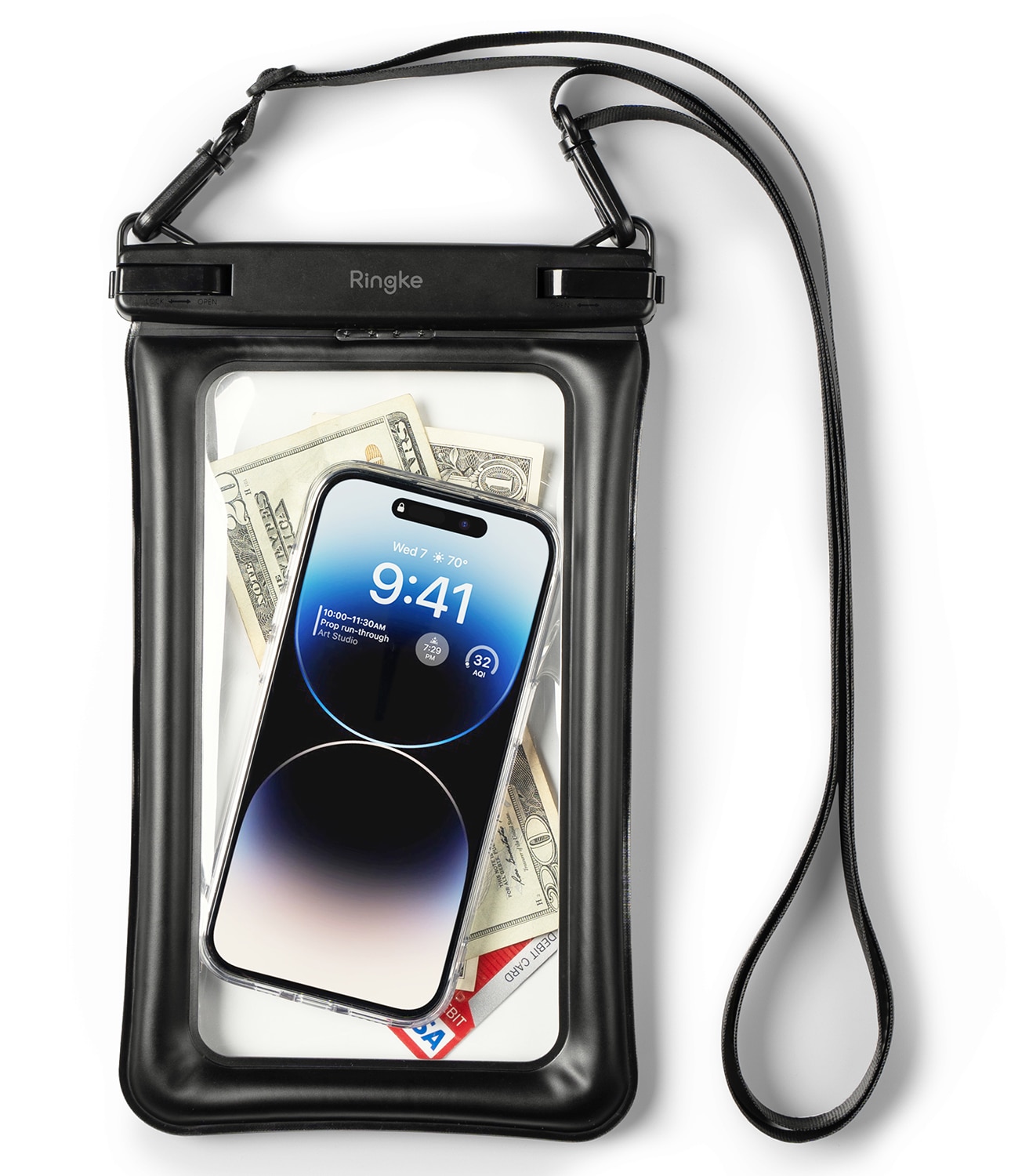 Vattentätt fodral för mobil, svart