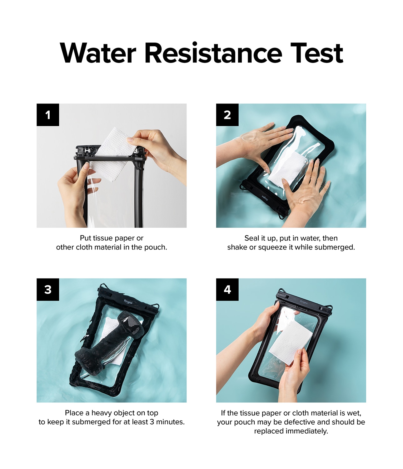Vattentätt fodral för mobil, svart