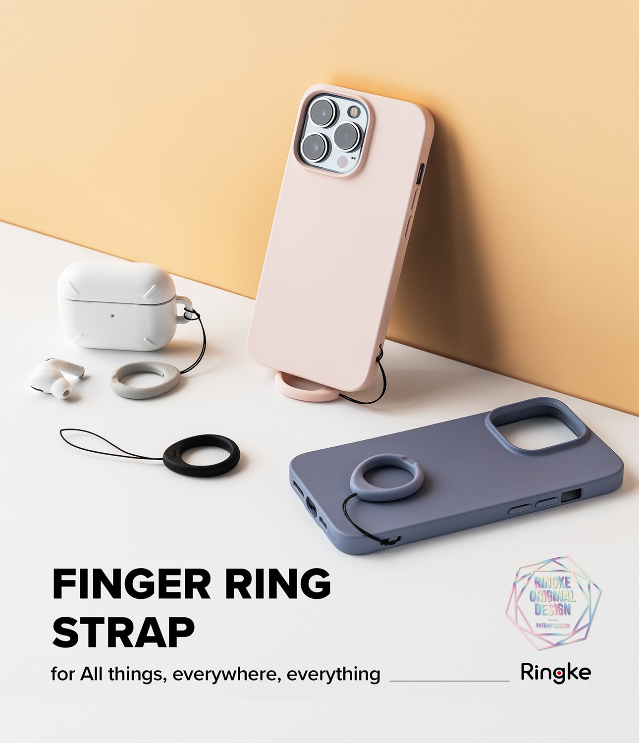 Finger Ring Strap (2-pack), svart