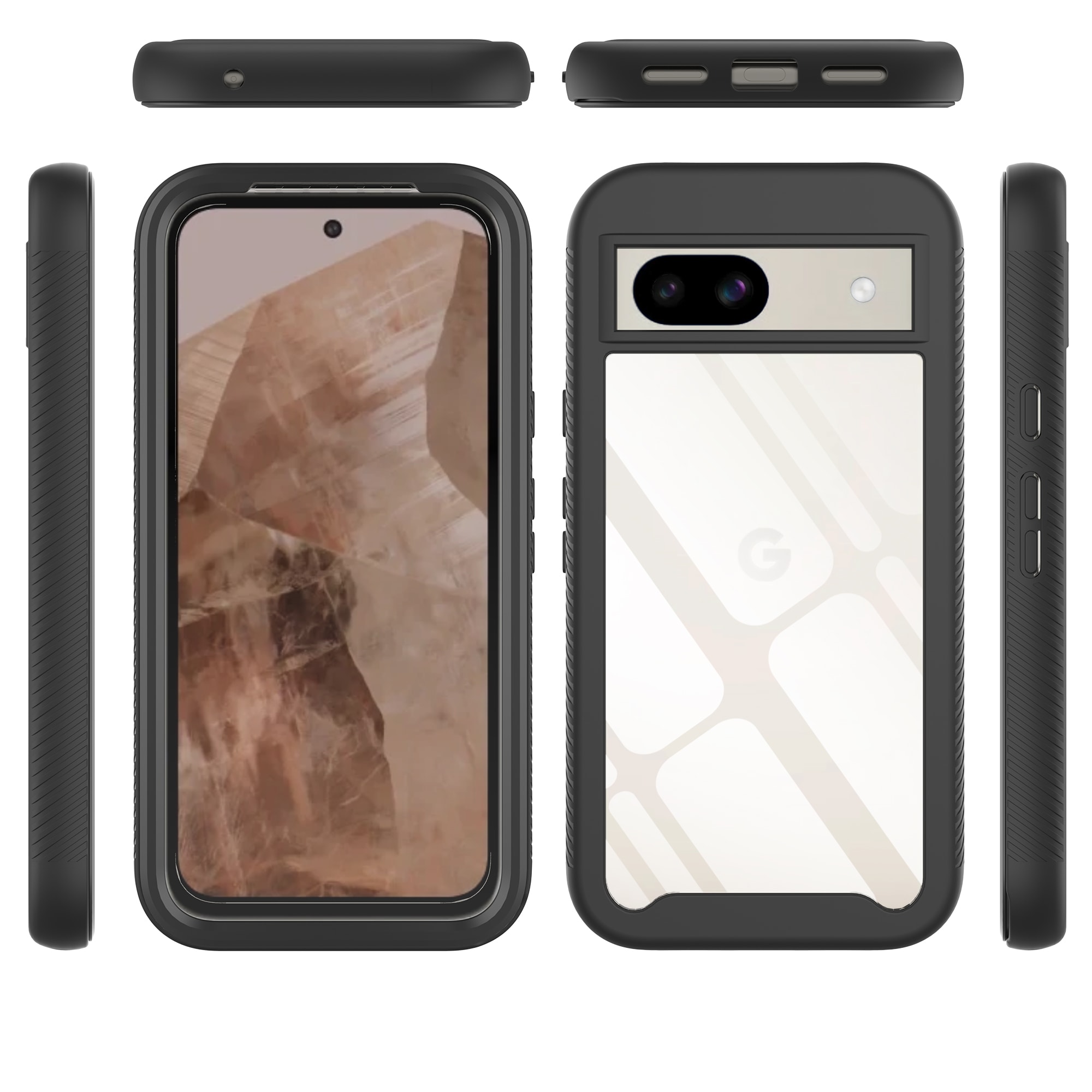 Google Pixel 8a Mobilskal Full Protection, svart