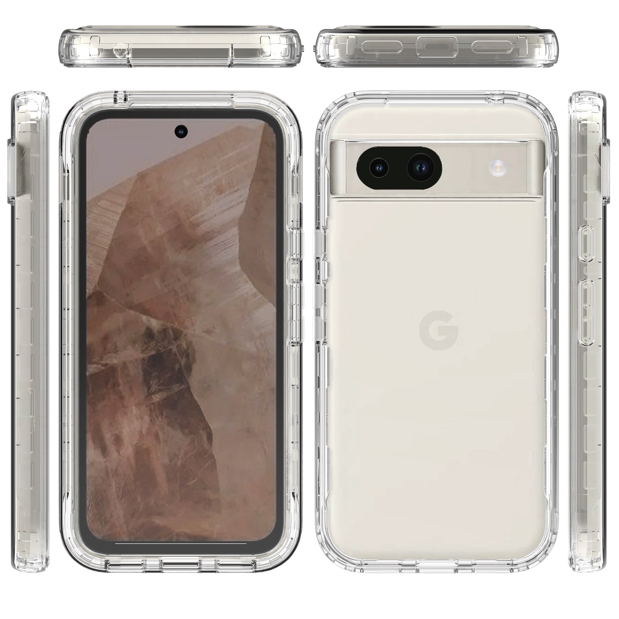 Google Pixel 8a Mobilskal Full Protection, Genomskinlig