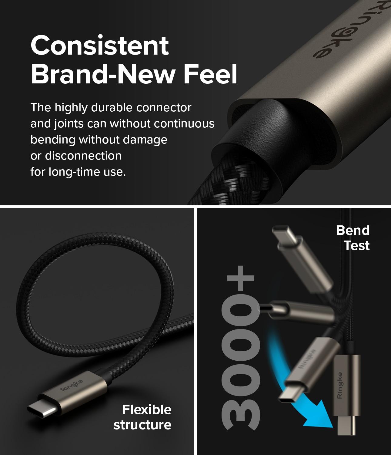 Snabbladdnings Laddningskabel USB-A till USB-C 1m, svart