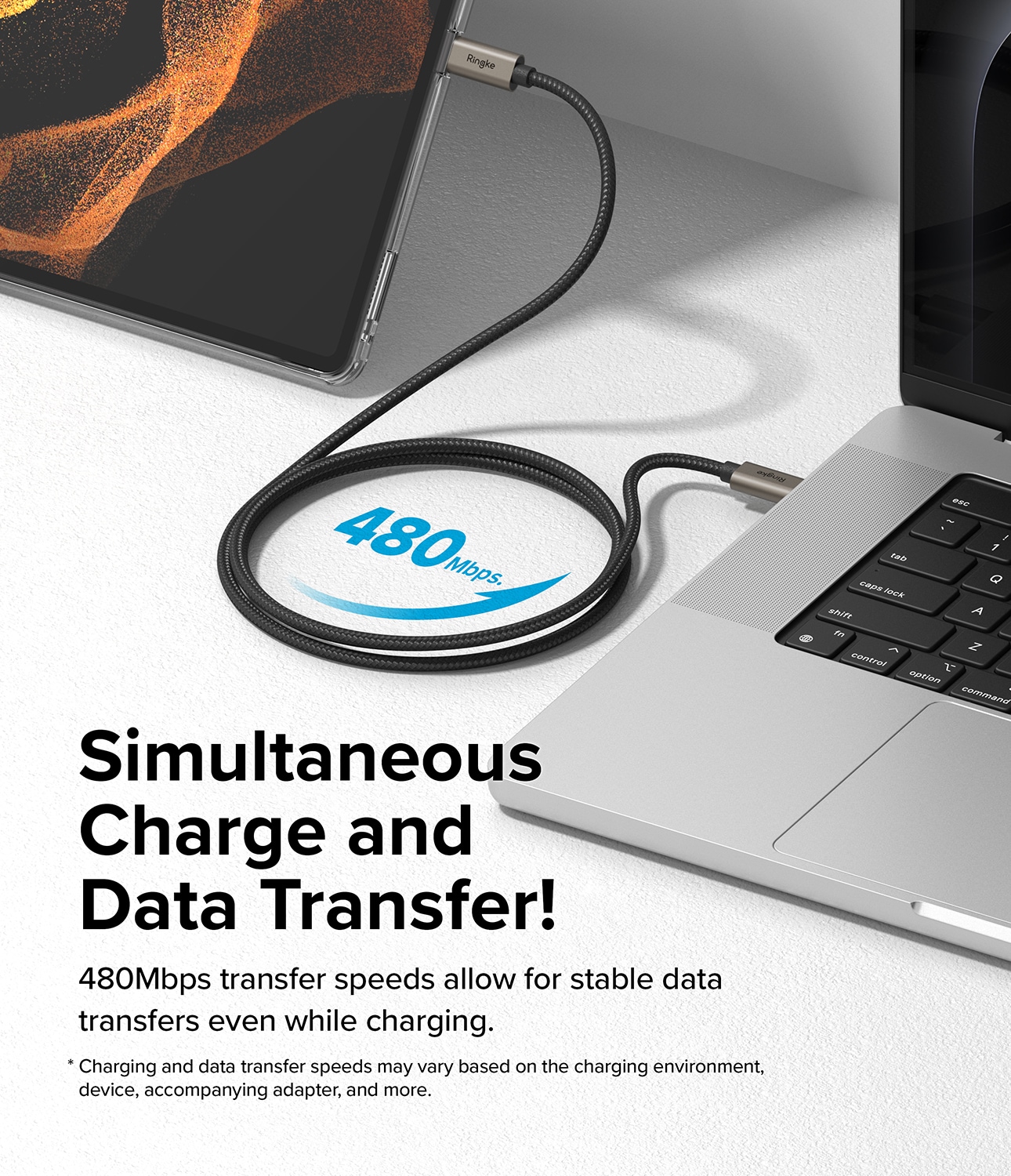 Snabbladdnings Laddningskabel USB-C till USB-C 1m, svart