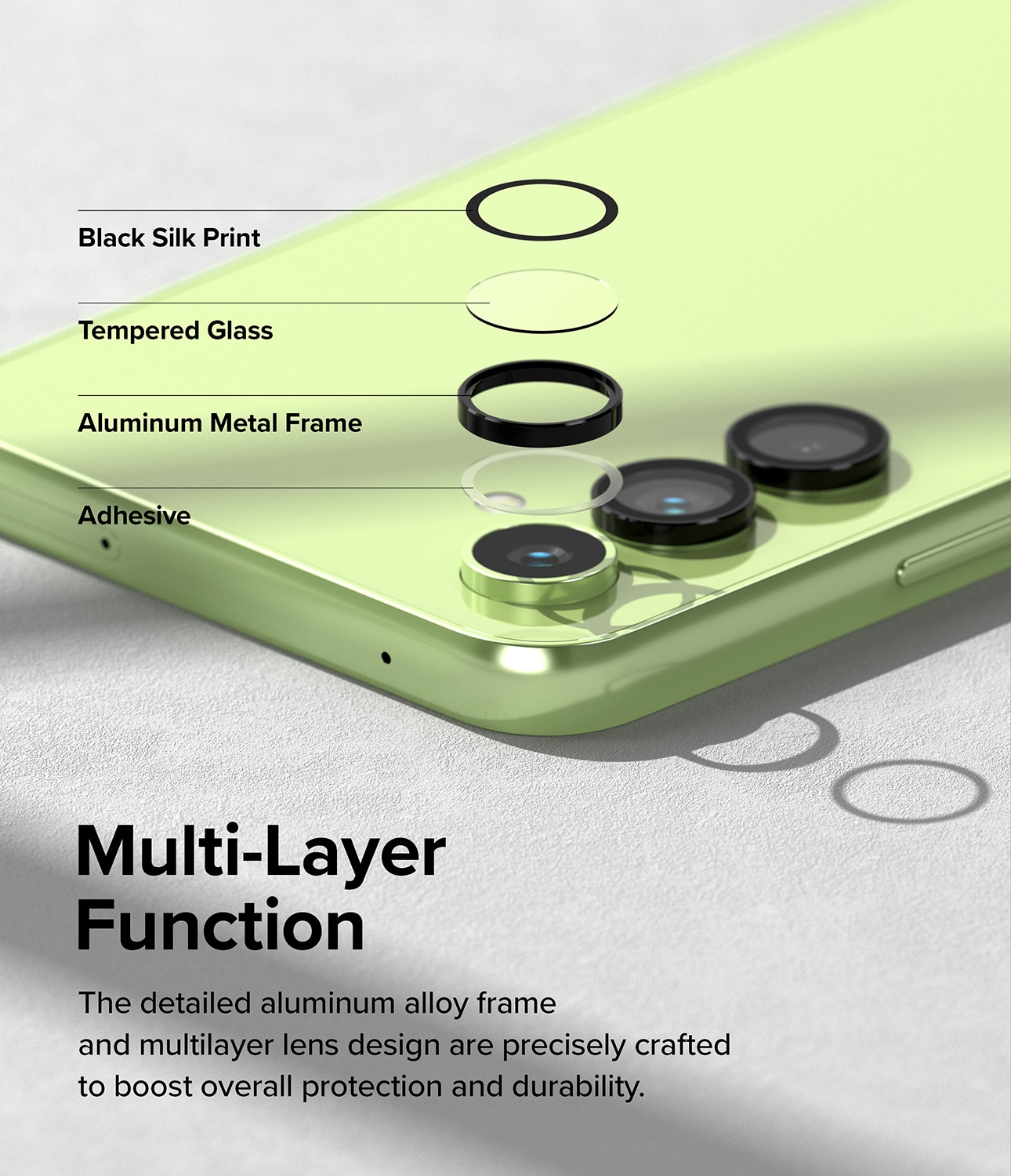 Samsung Galaxy A54 Linsskydd med aluminiumram, svart