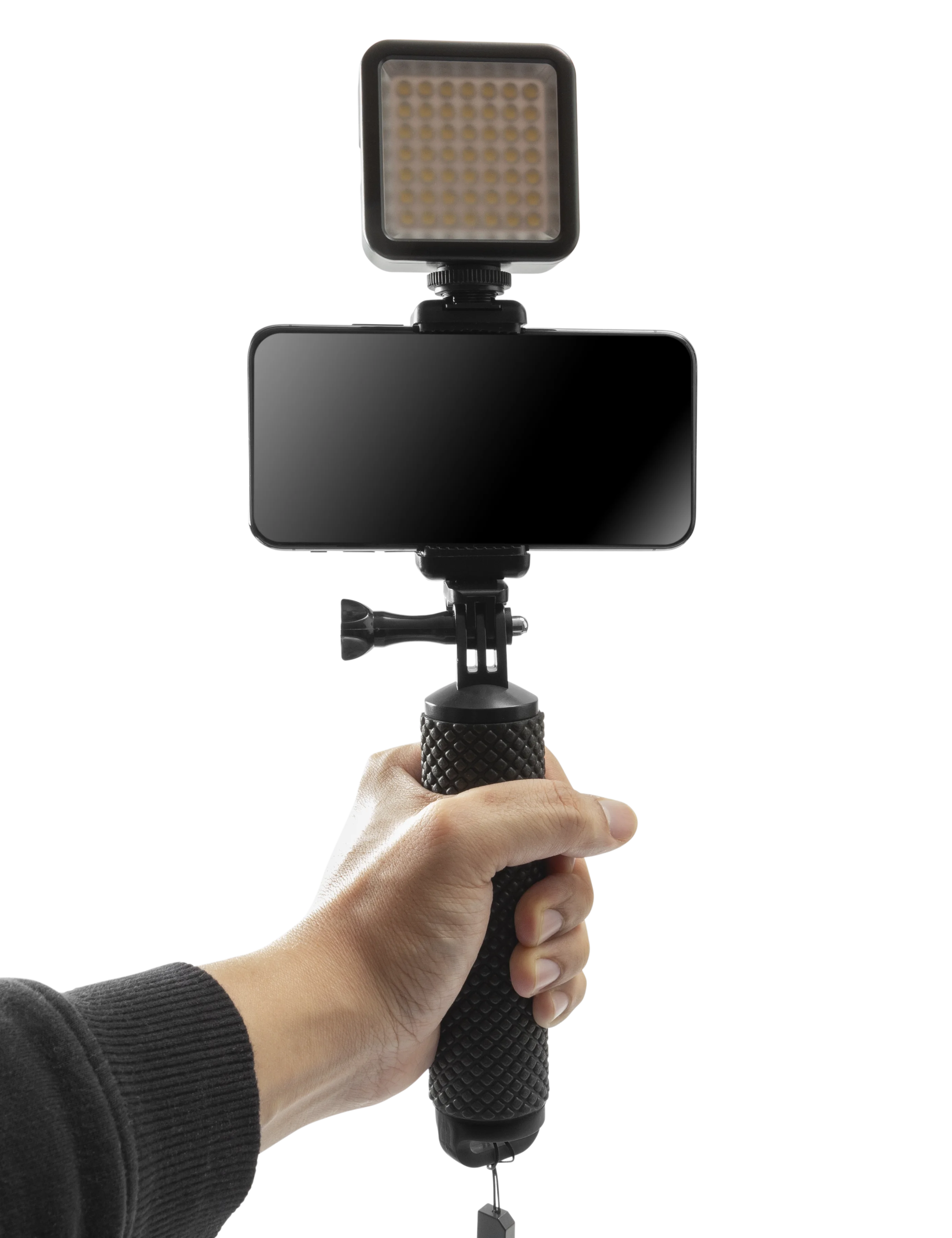 Vlogging/Selife Stick med LED-belysning, svart