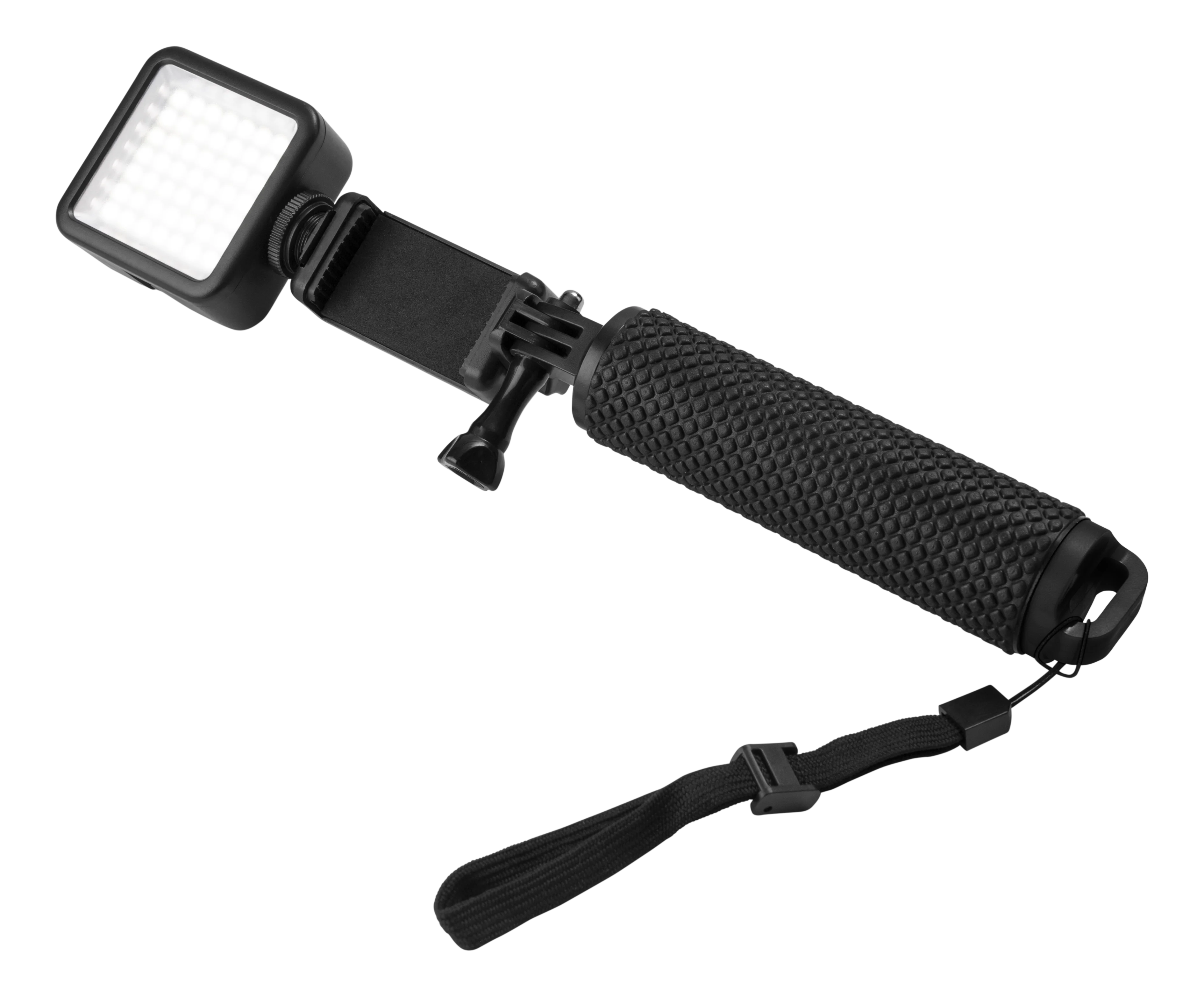 Vlogging/Selife Stick med LED-beslysning, svart