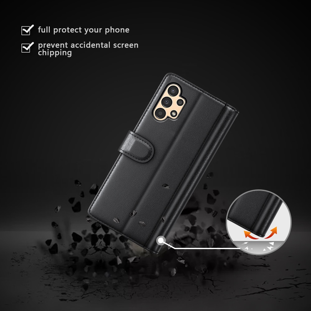 Samsung Galaxy A13 Plånboksfodral i Äkta Läder, svart