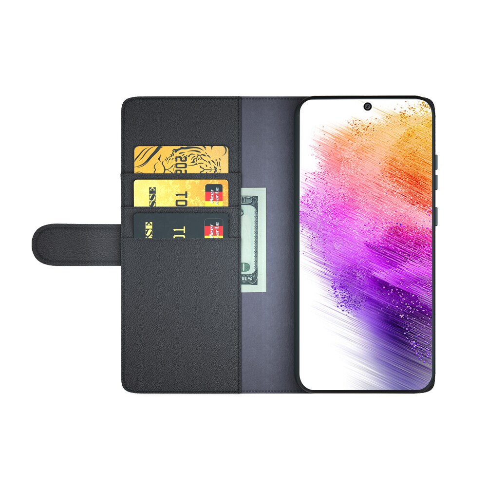 Samsung Galaxy A73 5G Plånboksfodral i Äkta Läder, Svart