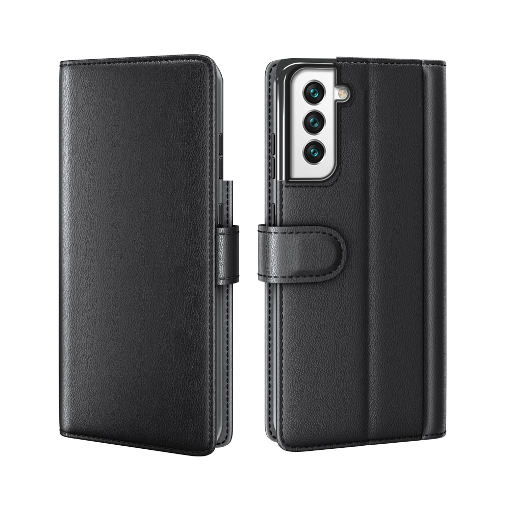 Samsung Galaxy S22 Plånboksfodral i Äkta Läder, svart