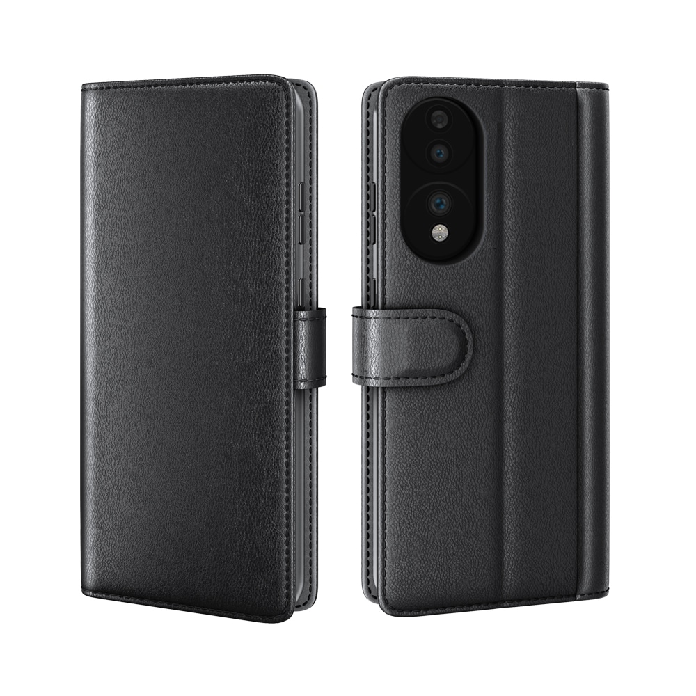  Honor 70 Plånboksfodral i Äkta Läder, Svart
