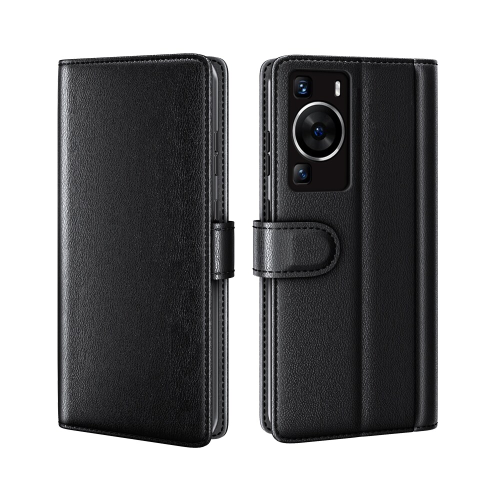 Huawei P60 Pro/P60 Plånboksfodral i Äkta Läder, Svart