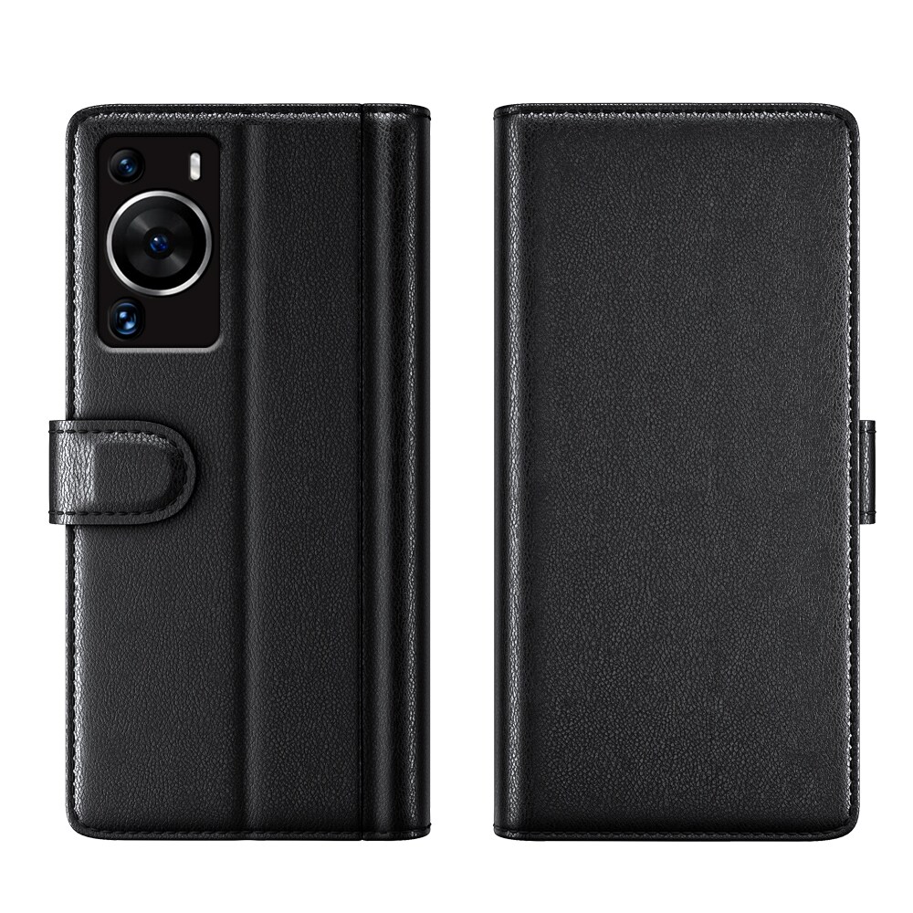 Huawei P60 Pro/P60 Plånboksfodral i Äkta Läder, Svart