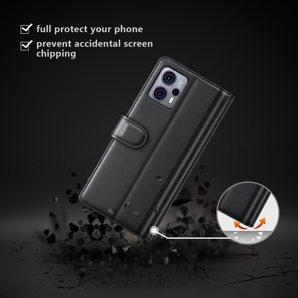 Motorola Moto G23 Plånboksfodral i Äkta Läder, svart