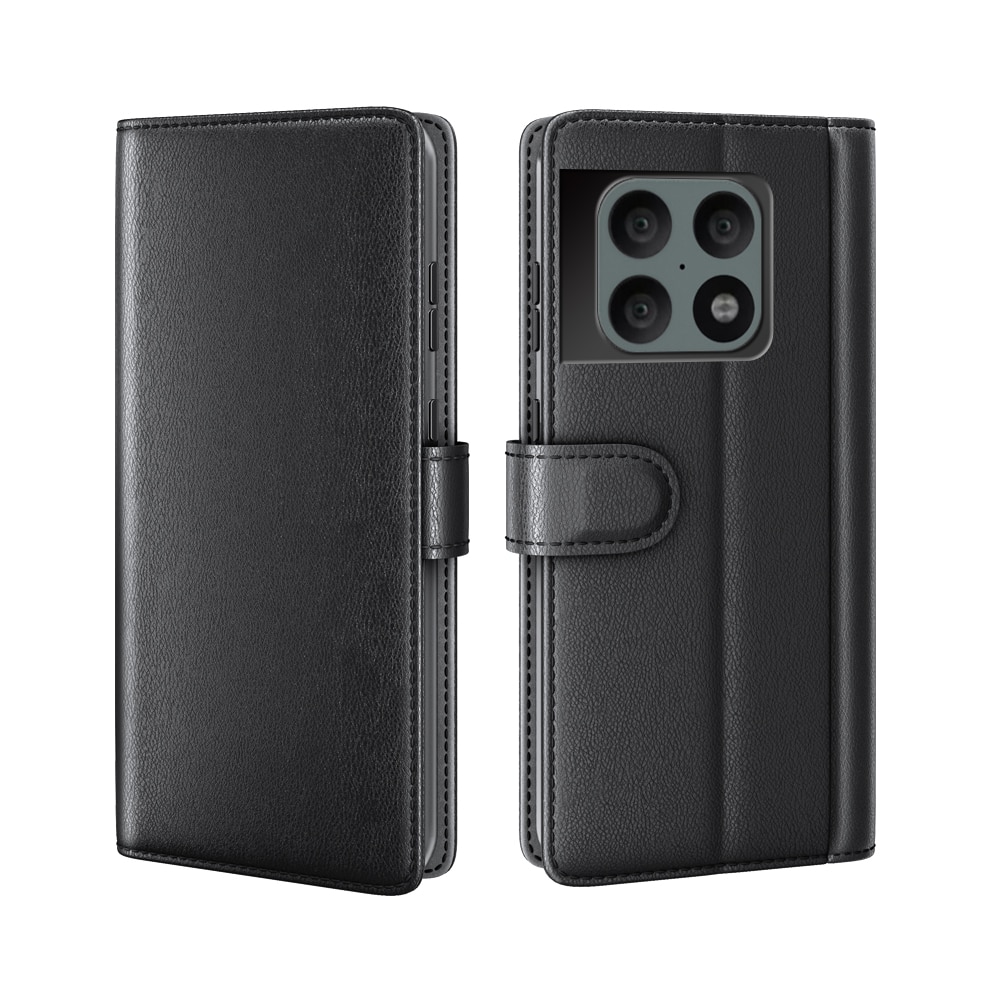 OnePlus 10 Pro Plånboksfodral i Äkta Läder, svart