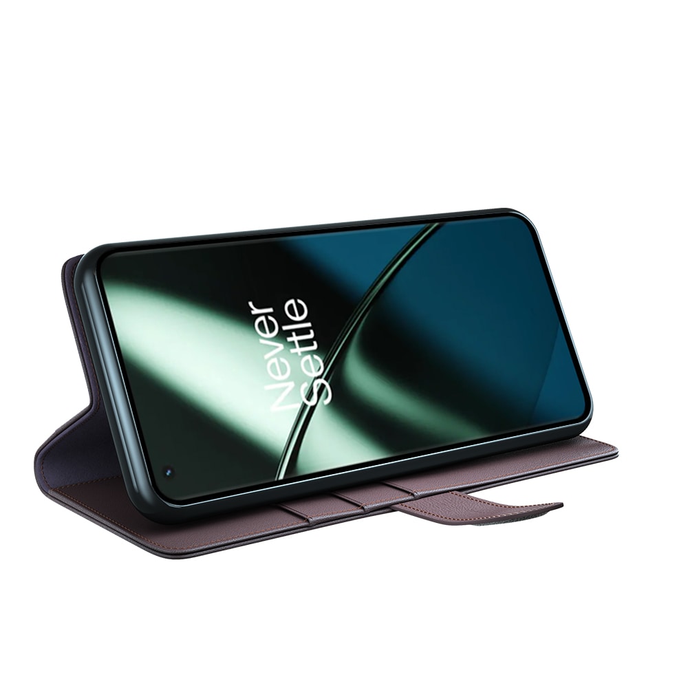  OnePlus 11 Plånboksfodral i Äkta Läder, Brun