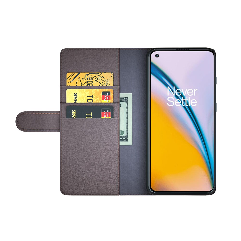  OnePlus Nord 2 5G Plånboksfodral i Äkta Läder, Brun