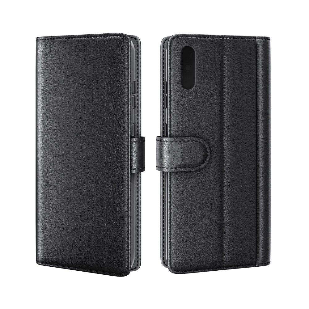 Xiaomi Redmi 9AT Plånboksfodral i Äkta Läder, Svart