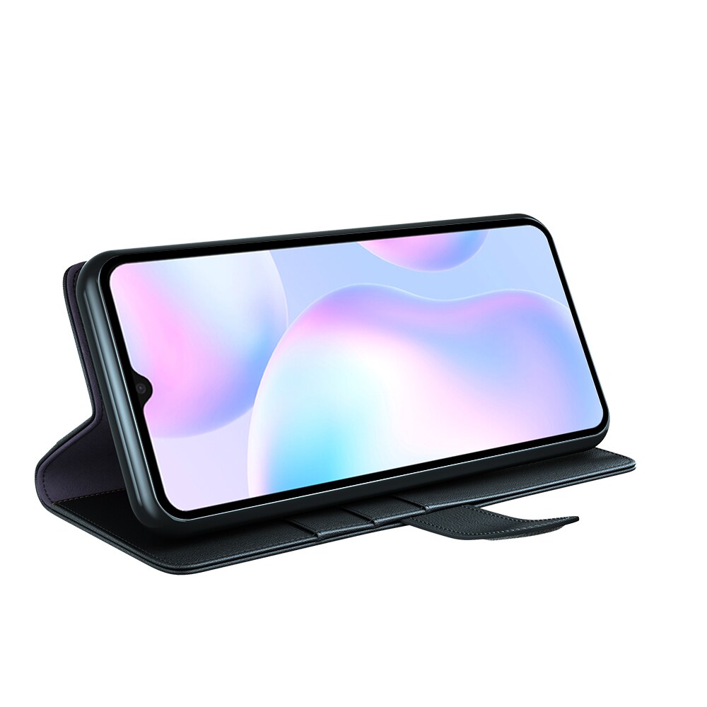 Xiaomi Redmi 9AT Plånboksfodral i Äkta Läder, Svart