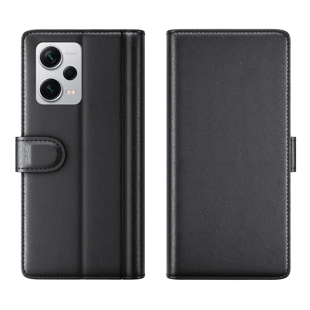 Xiaomi Redmi Note 12 Pro Plus Plånboksfodral i Äkta Läder, Svart