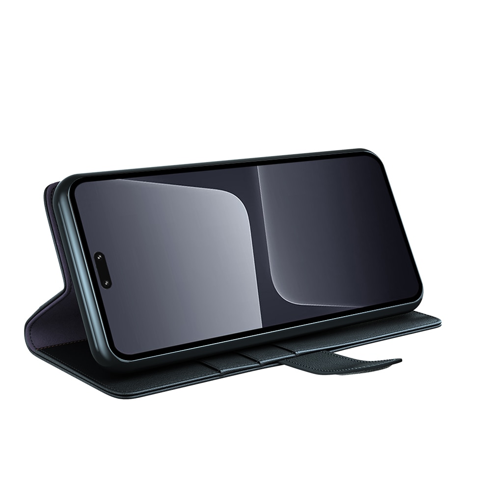 Xiaomi 13 Lite Plånboksfodral i Äkta Läder, svart