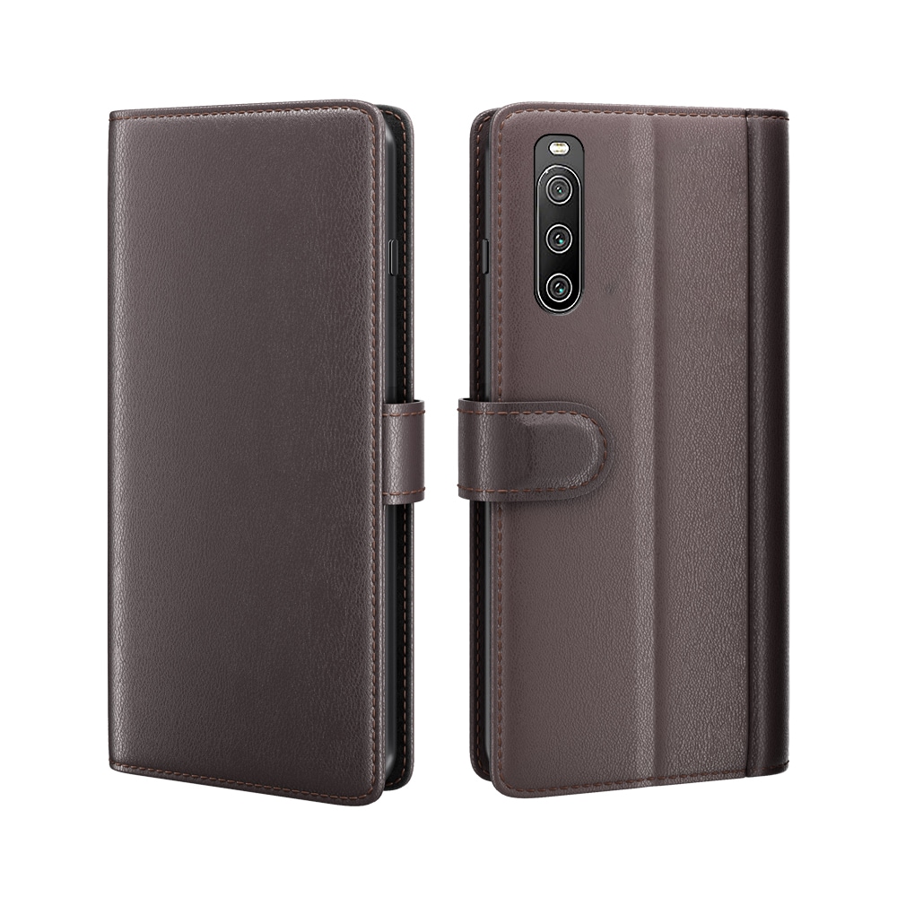 Sony Xperia 10 IV Plånboksfodral i Äkta Läder, Brun