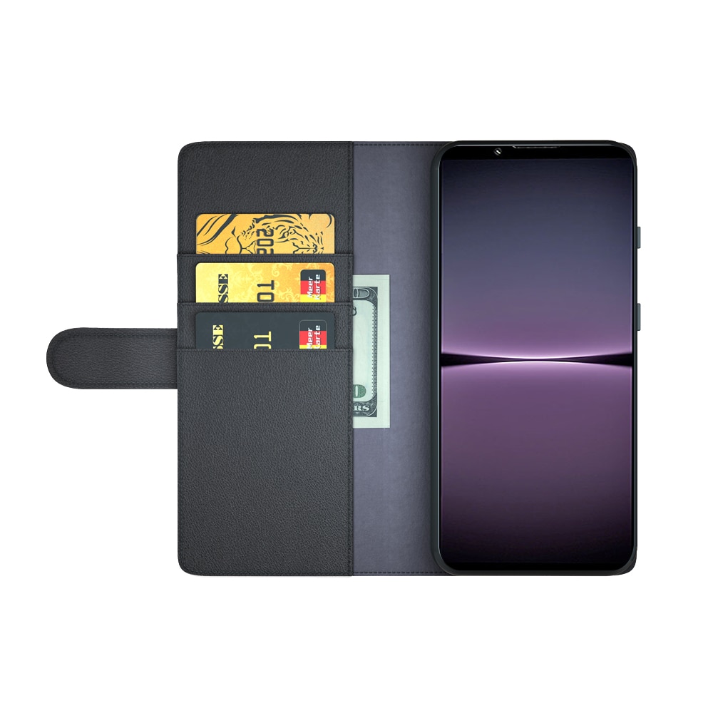 Sony Xperia 1 IV Plånboksfodral i Äkta Läder, svart