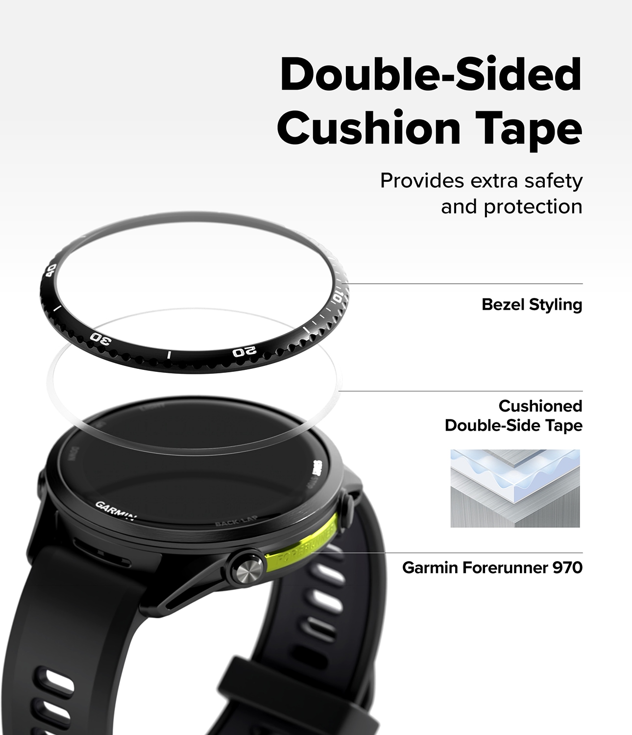 Garmin Forerunner 970 Skyddsram - Bezel Styling Svart