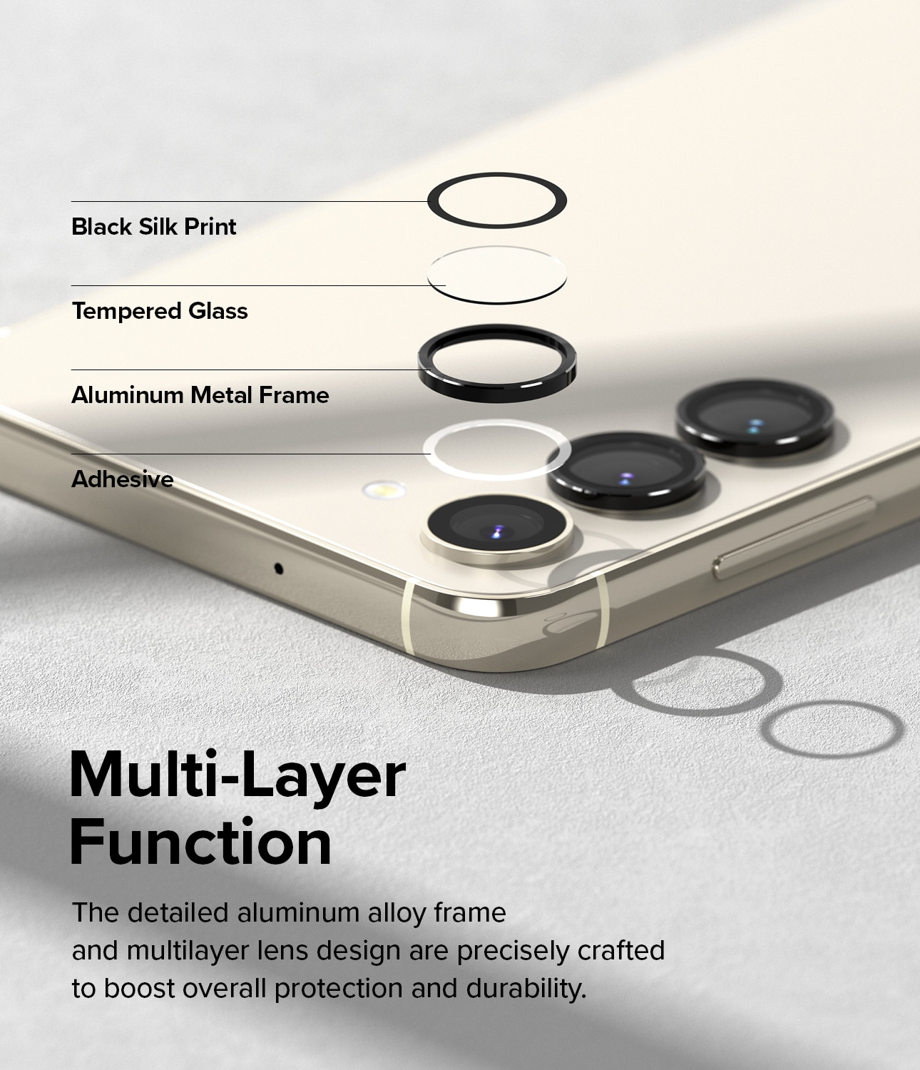 Samsung Galaxy S23/S23 Plus Linsskydd med aluminiumram, svart
