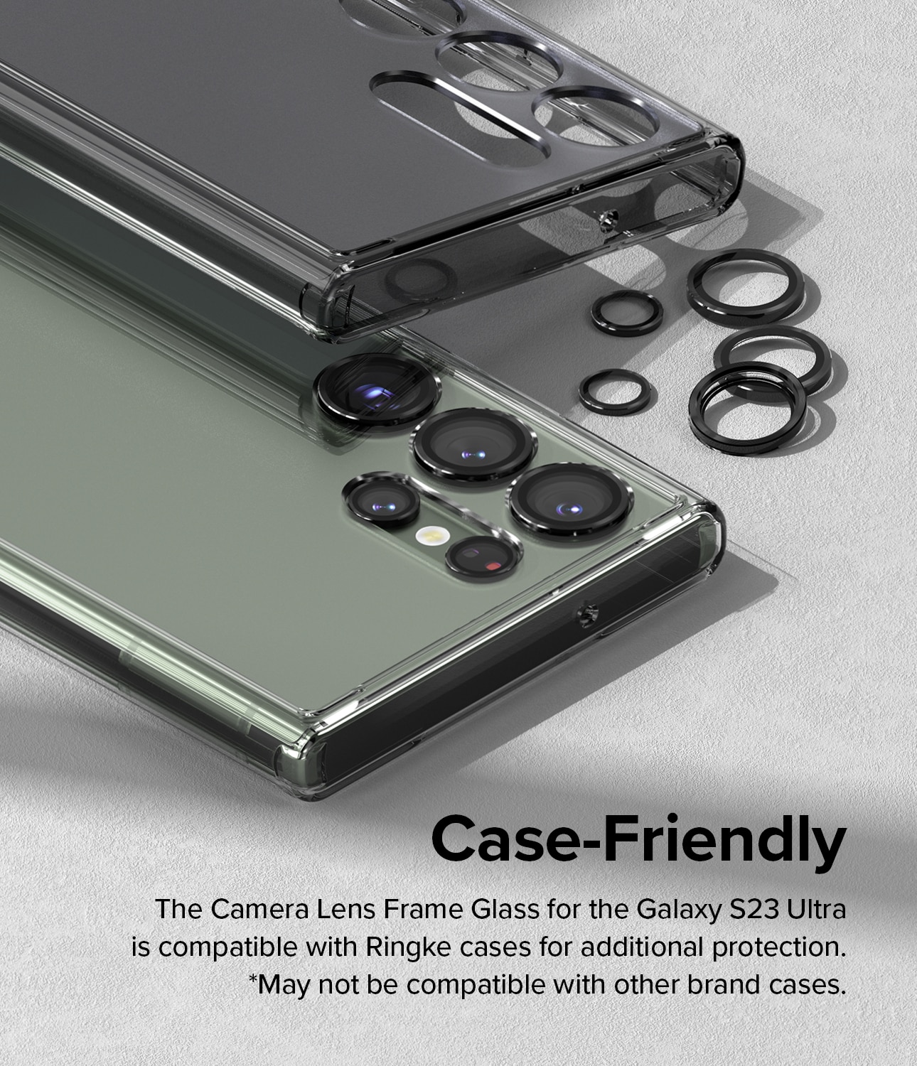 Samsung Galaxy S23 Ultra Linsskydd med aluminiumram, svart