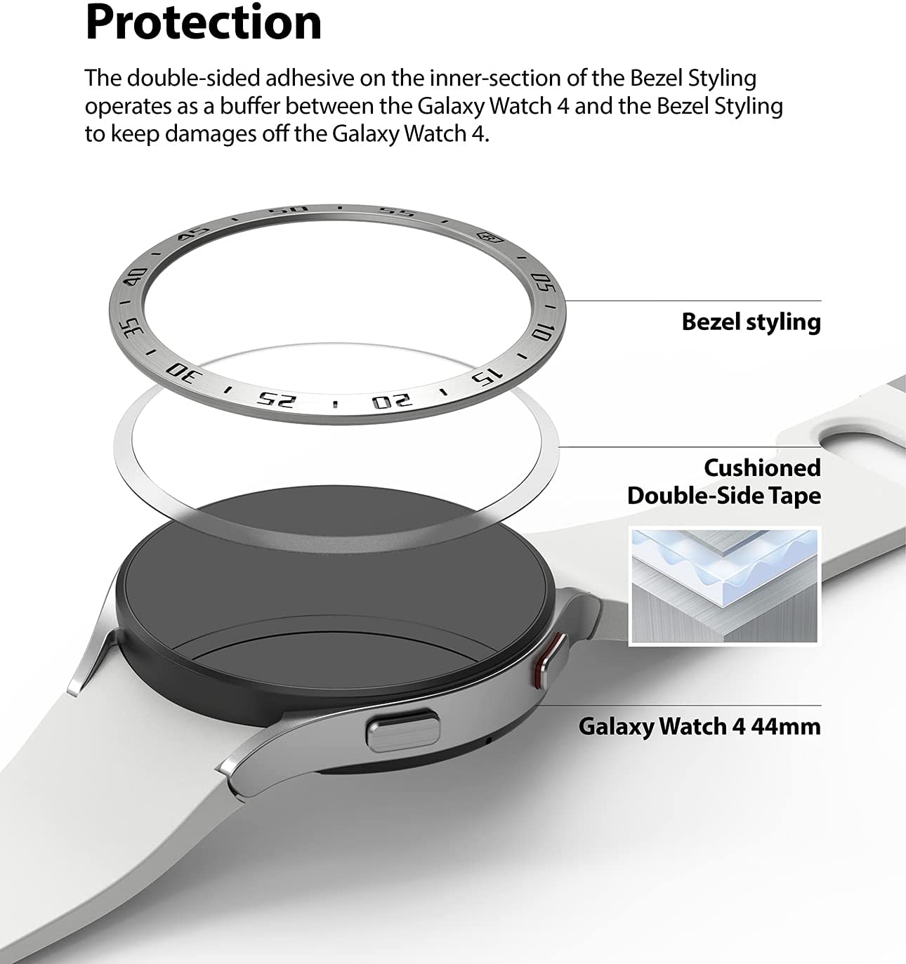 Samsung Galaxy Watch 4 44mm Skyddsram - Bezel Styling Silver