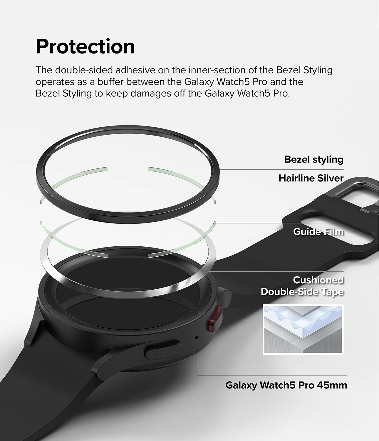 Samsung Galaxy Watch 5 Pro 45mm Skyddsram - Bezel Styling Svart
