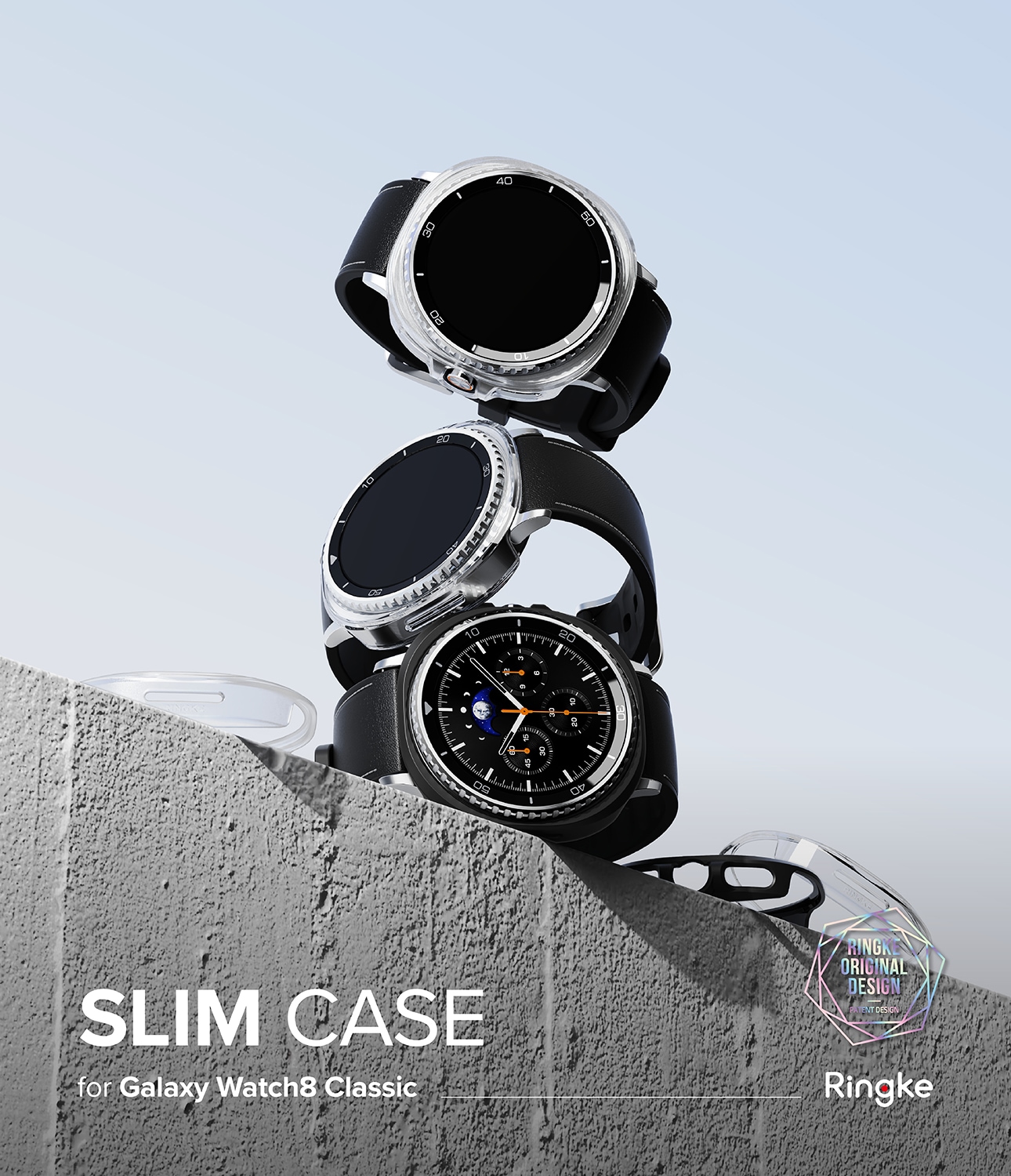 Samsung Galaxy Watch 8 Classic Tunt skal (2-pack), Matte Black & Clear
