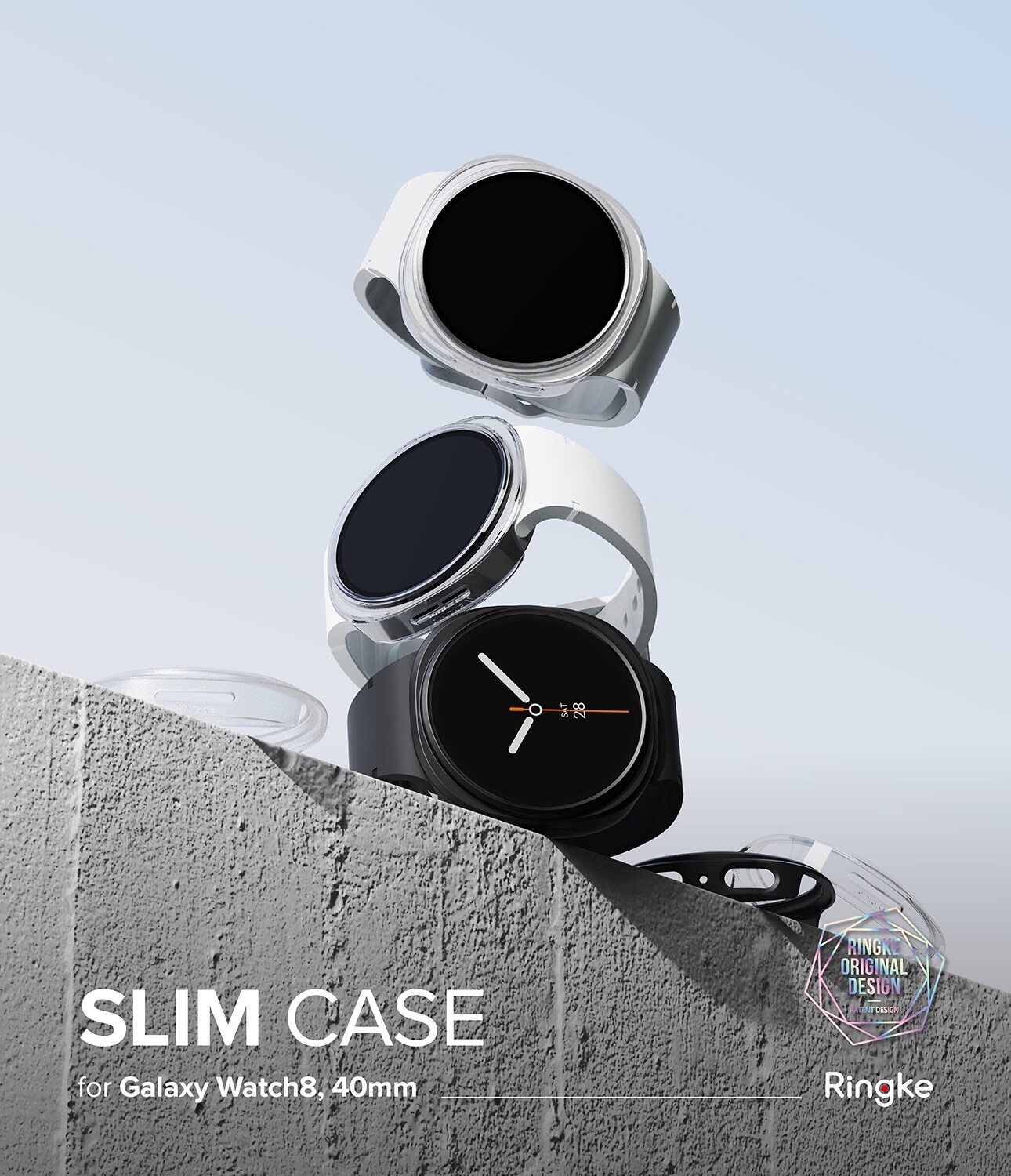Samsung Galaxy Watch 8 40mm Tunt skal (2-pack), Matte Black & Clear