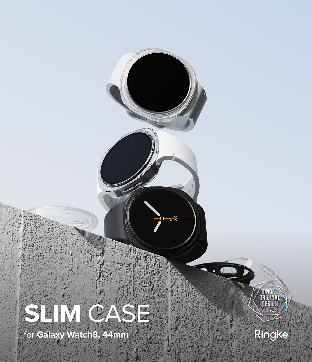 Samsung Galaxy Watch 8 44mm Tunt skal (2-pack), Matte Black & Clear