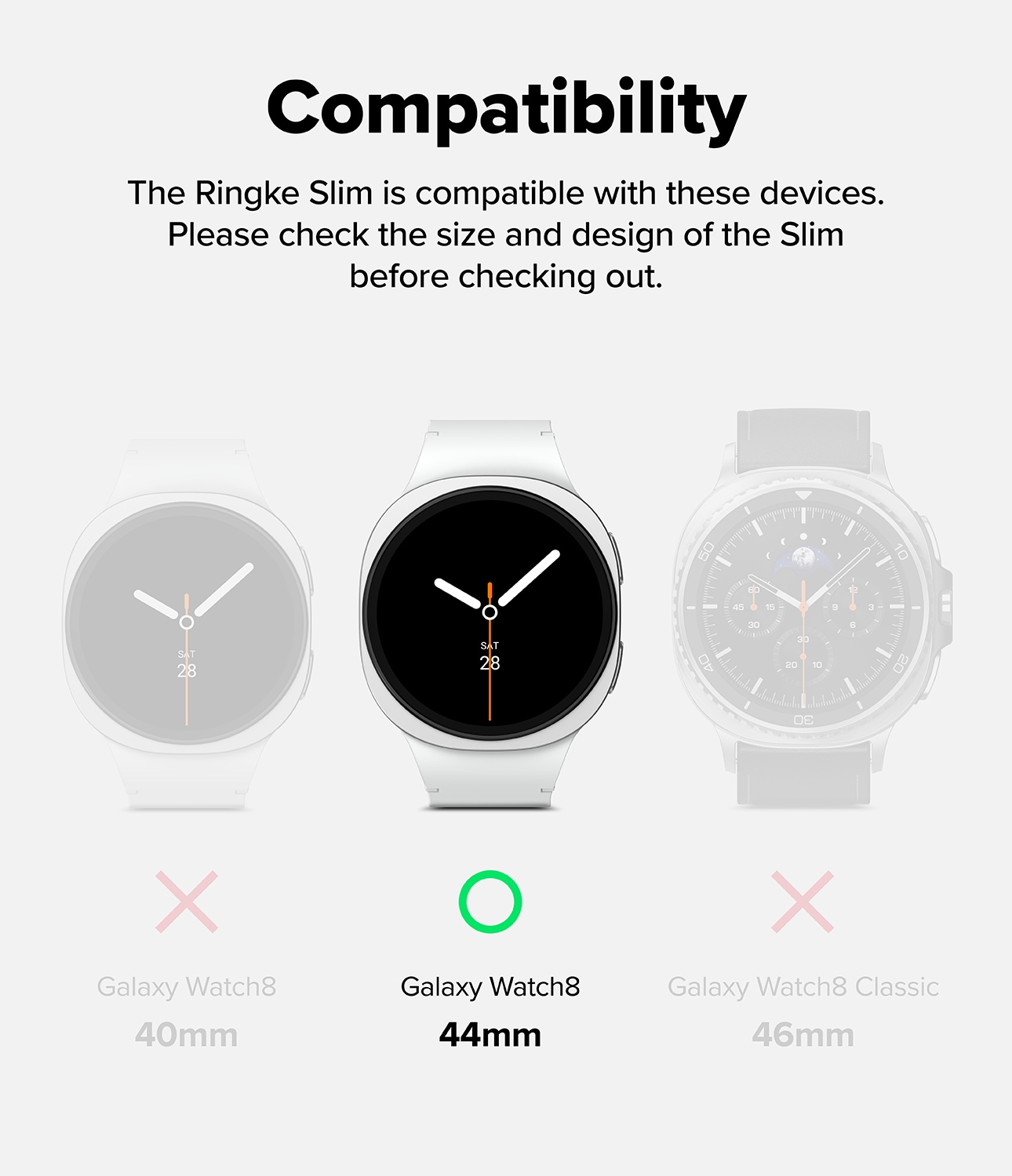 Samsung Galaxy Watch 8 44mm Tunt skal (2-pack), Matte Black & Clear