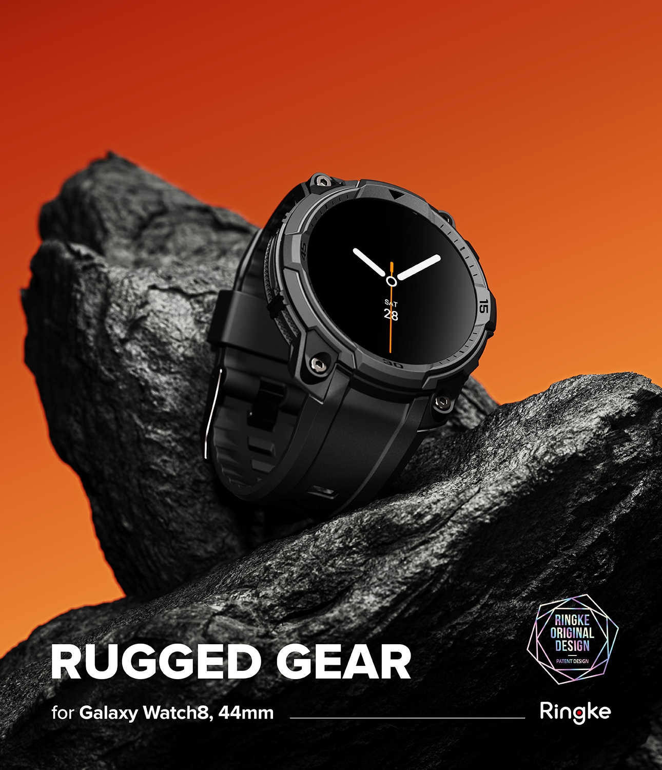 Samsung Galaxy Watch 8 44mm Rugged Gear Skal & Armband, All Black