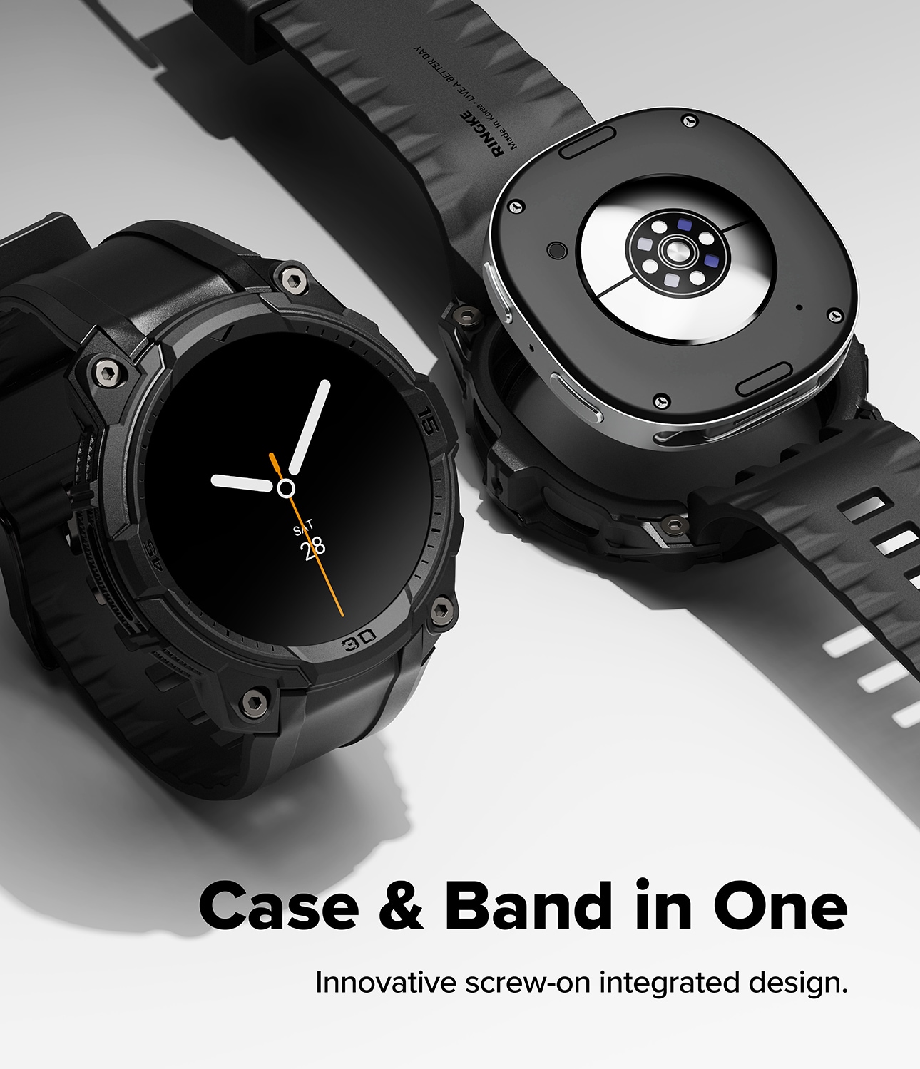 Samsung Galaxy Watch 8 44mm Rugged Gear Skal & Armband, All Black