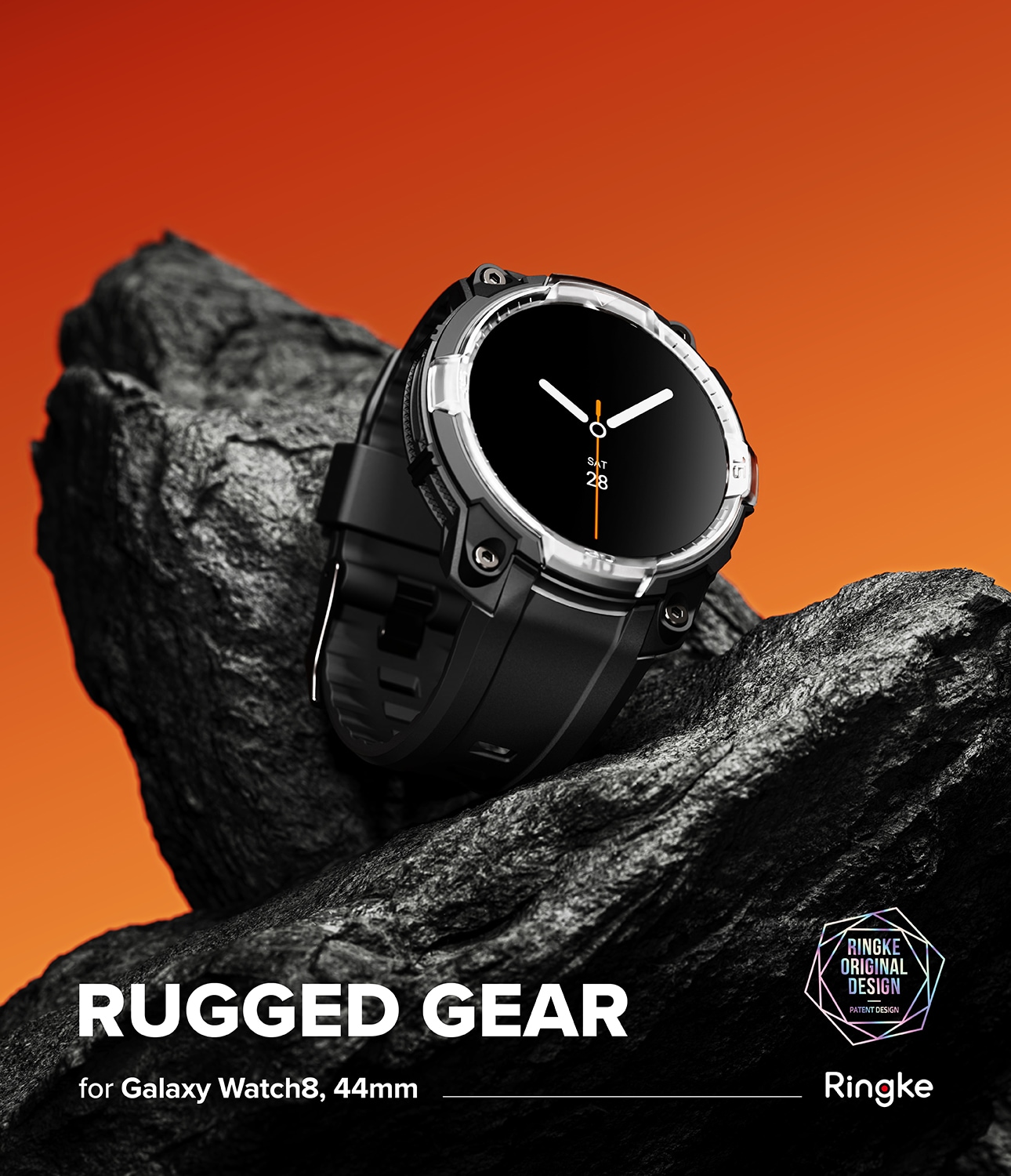 Samsung Galaxy Watch 8 44mm Rugged Gear Skal & Armband, Svart