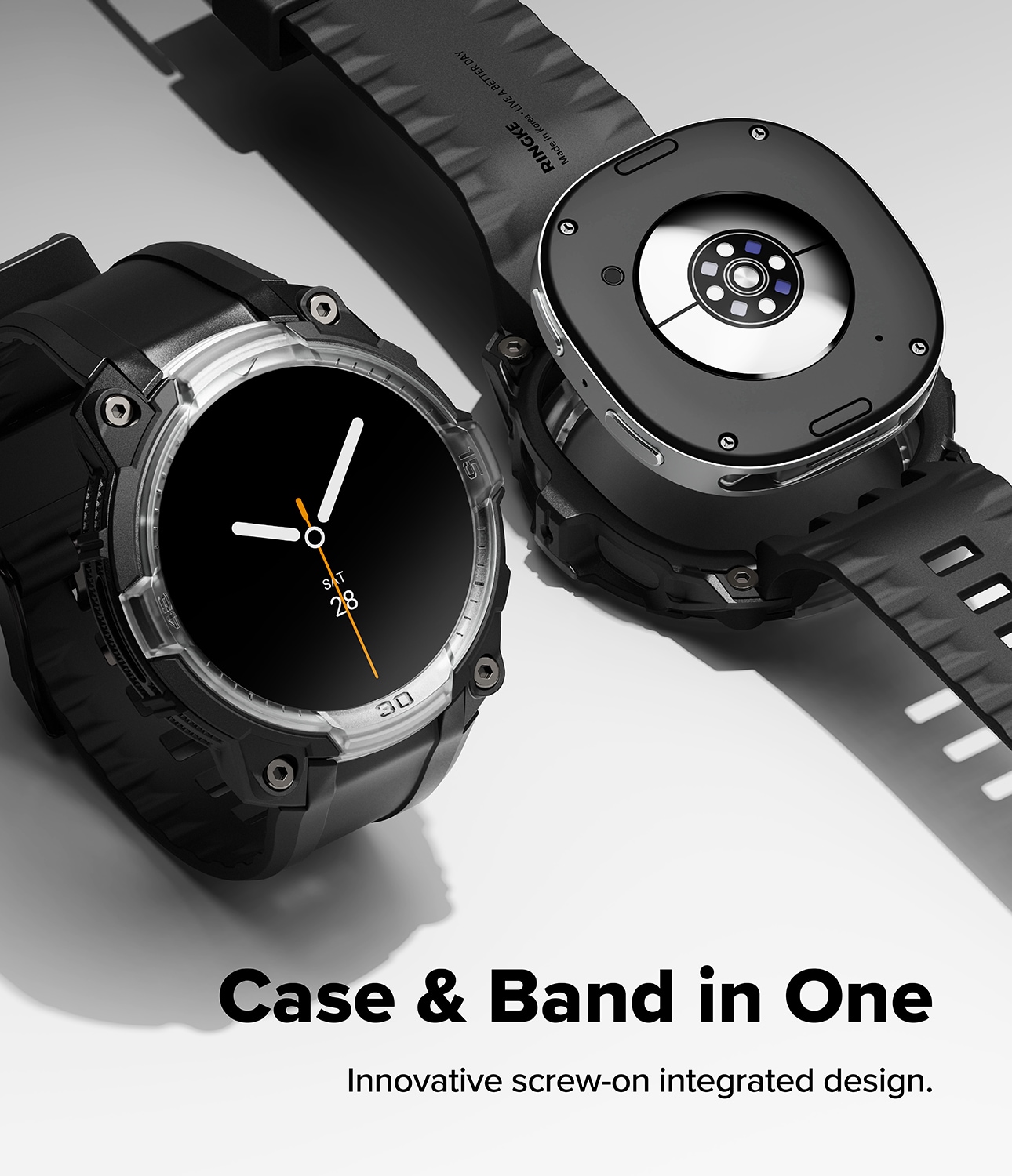 Samsung Galaxy Watch 8 44mm Rugged Gear Skal & Armband, Svart