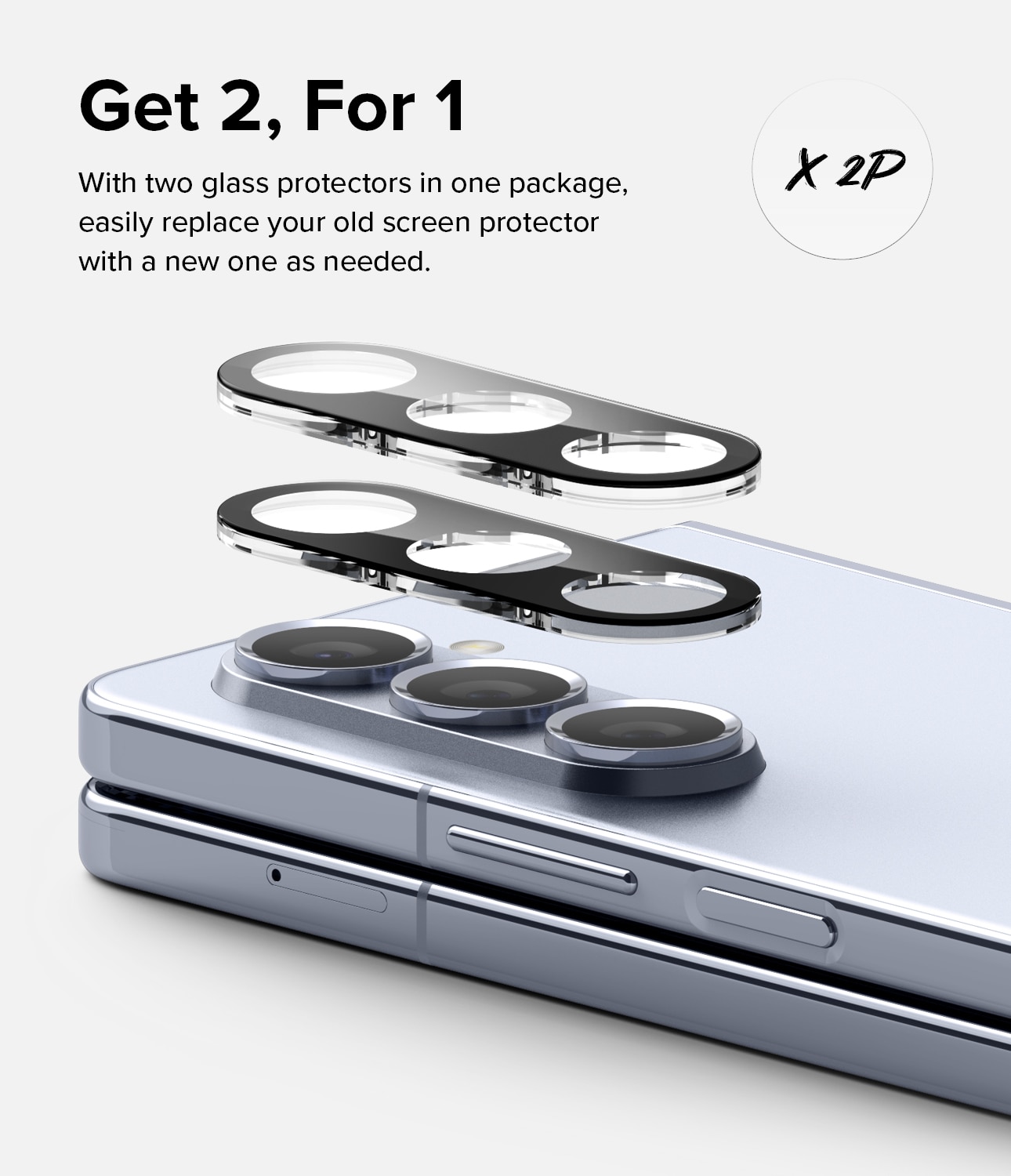 Samsung Galaxy Z Fold 5 Kameraskydd i glas (2-pack)