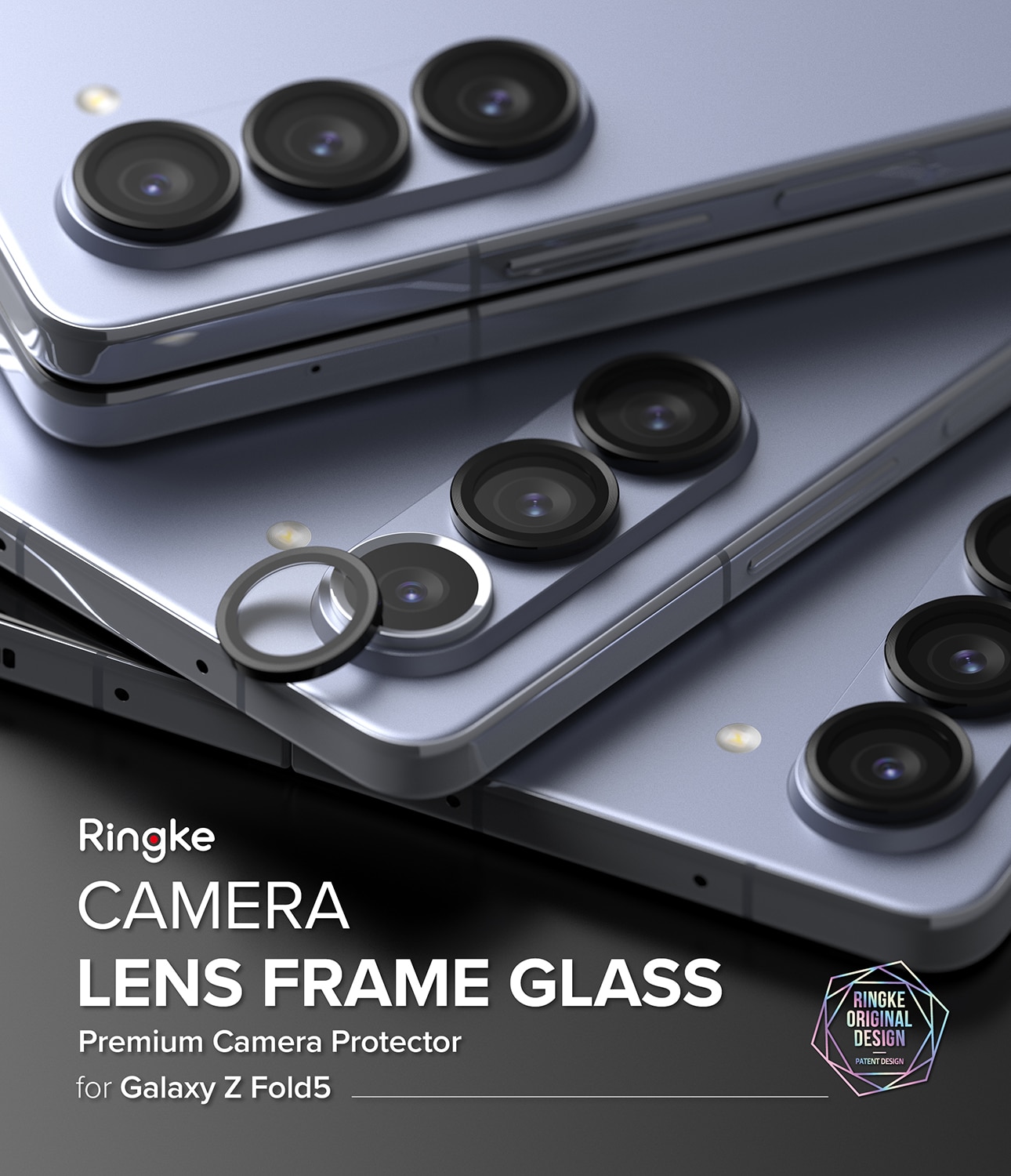 Samsung Galaxy Z Fold 5 Linsskydd med aluminiumram, Svart