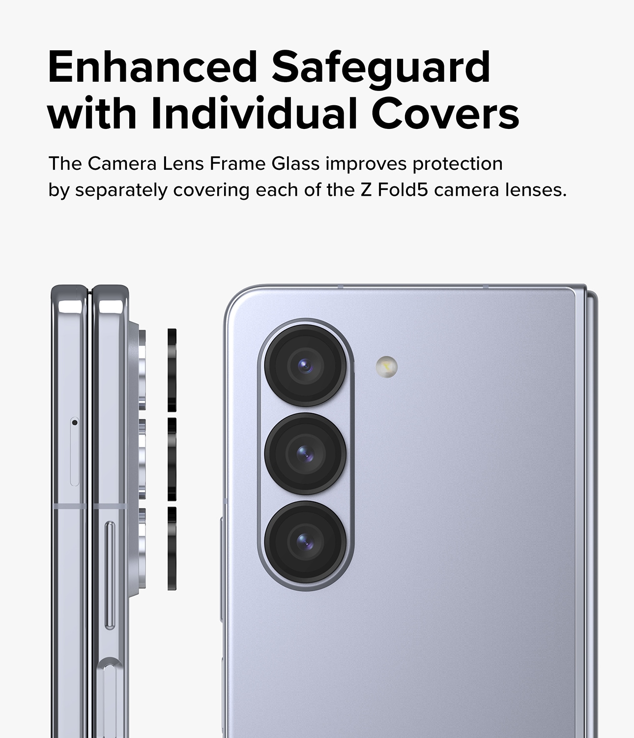 Samsung Galaxy Z Fold 5 Linsskydd med aluminiumram, Svart