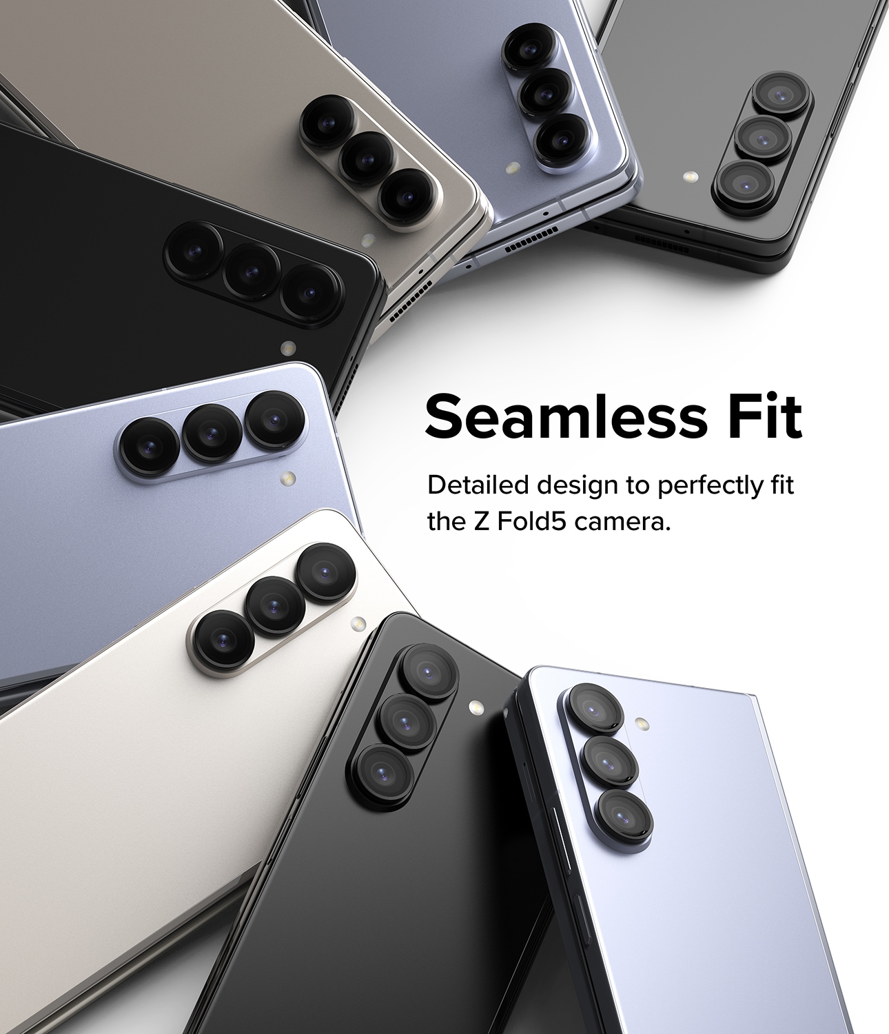 Samsung Galaxy Z Fold 5 Linsskydd med aluminiumram, Svart