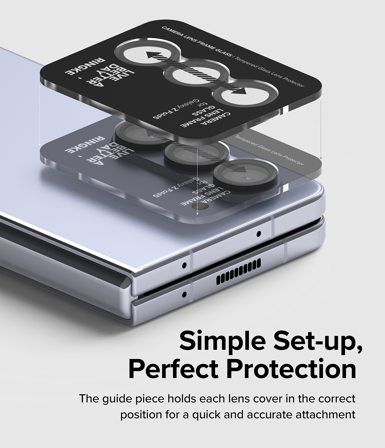 Samsung Galaxy Z Fold 5 Linsskydd med aluminiumram, Svart