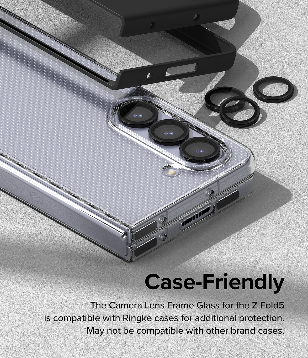 Samsung Galaxy Z Fold 5 Linsskydd med aluminiumram, svart