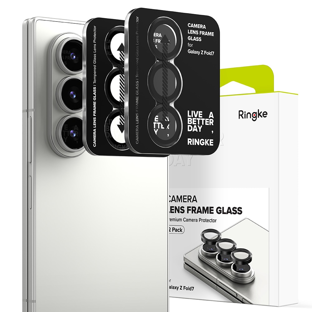 Samsung Galaxy Z Fold 7 2-pack Linsskydd med aluminiumram, Svart