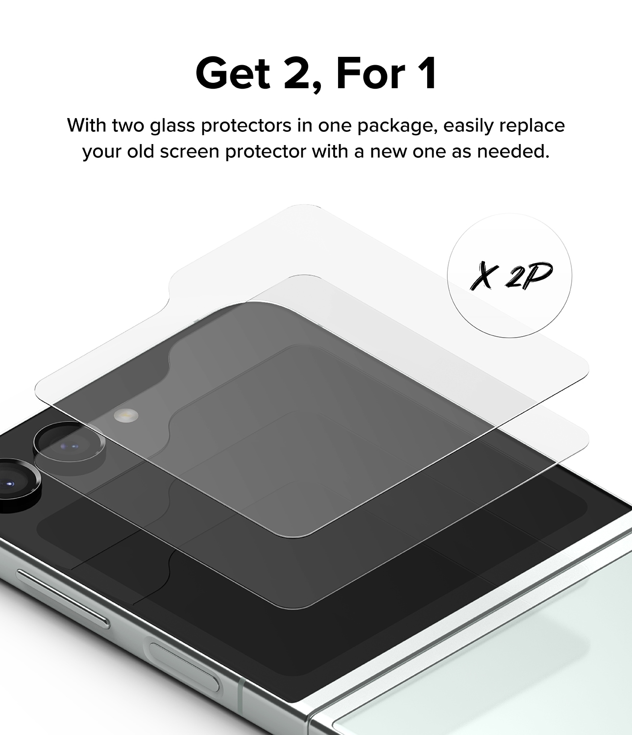 Samsung Galaxy Z Flip 5 Ytterskärmskydd i glas (2-pack)