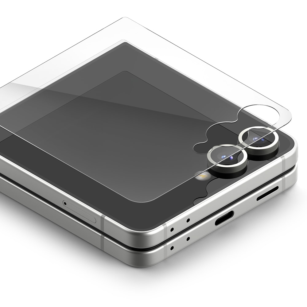 Samsung Galaxy Z Flip 7 Ytterskärmskydd i glas med installationsram (2-pack)