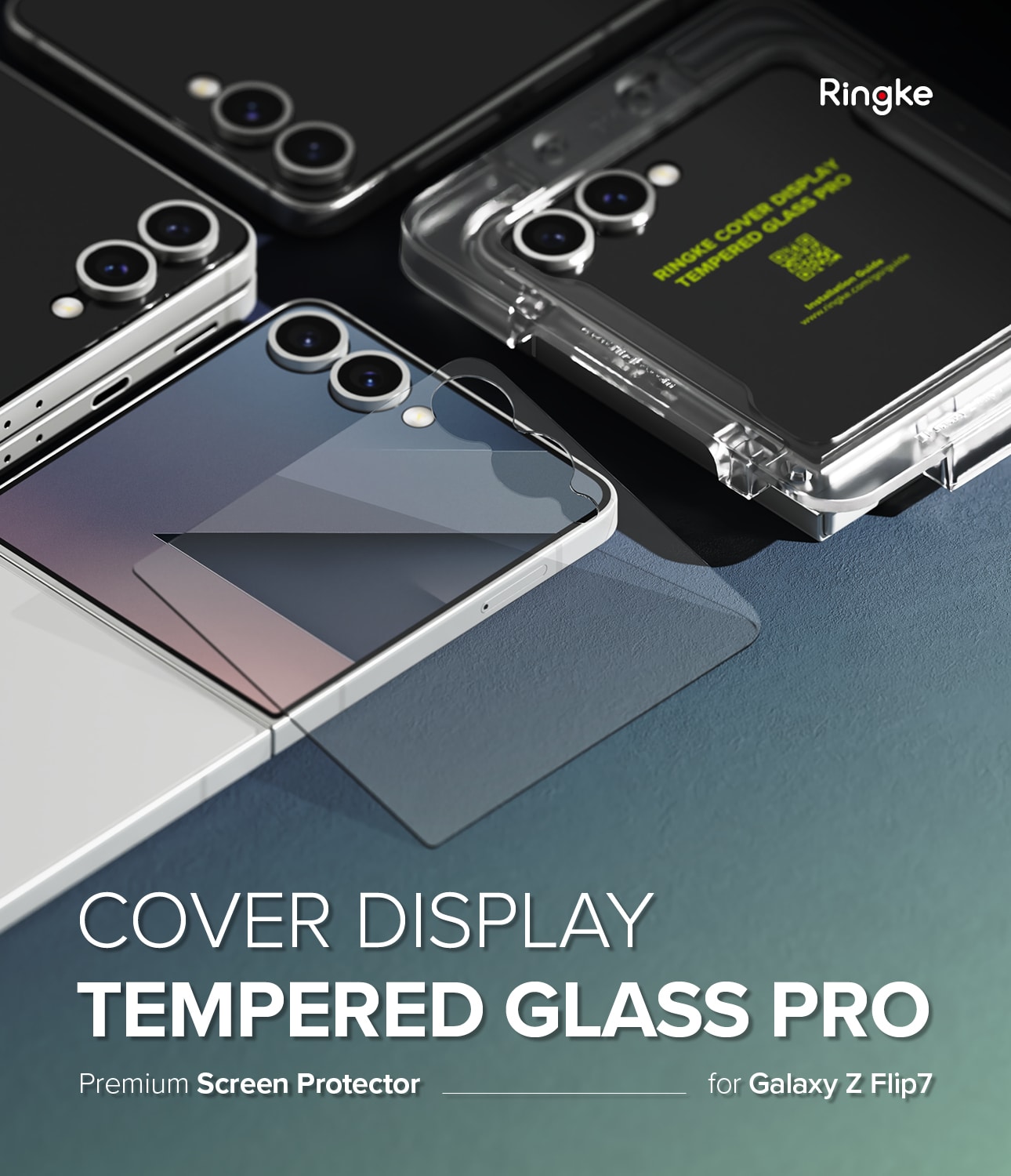 Samsung Galaxy Z Flip 7 Ytterskärmskydd i glas med installationsram (2-pack)